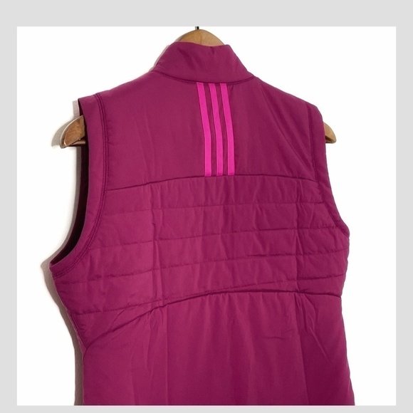 Adidas Clima Warm Down Fleece Lined Vest Zip Front Zip Pockets Wine Berry Pink - Picture 7 of 9